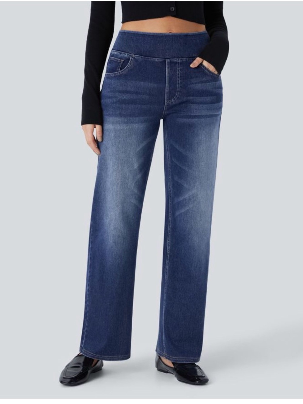 Halara High Waisted Straight Leg Washed Stretchy Casual Jeans. Size Small